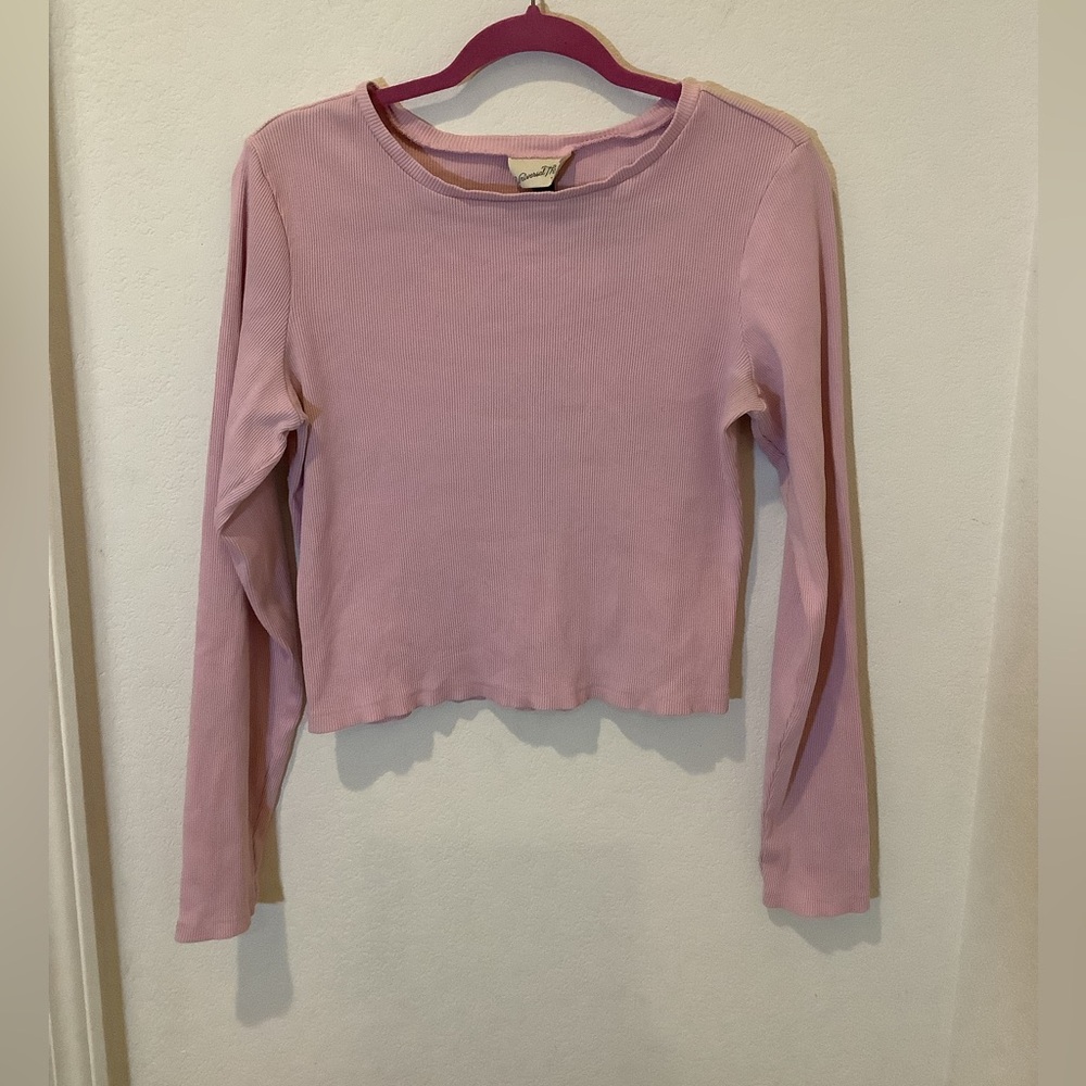 Pink universal thread ribbed crop tshirt